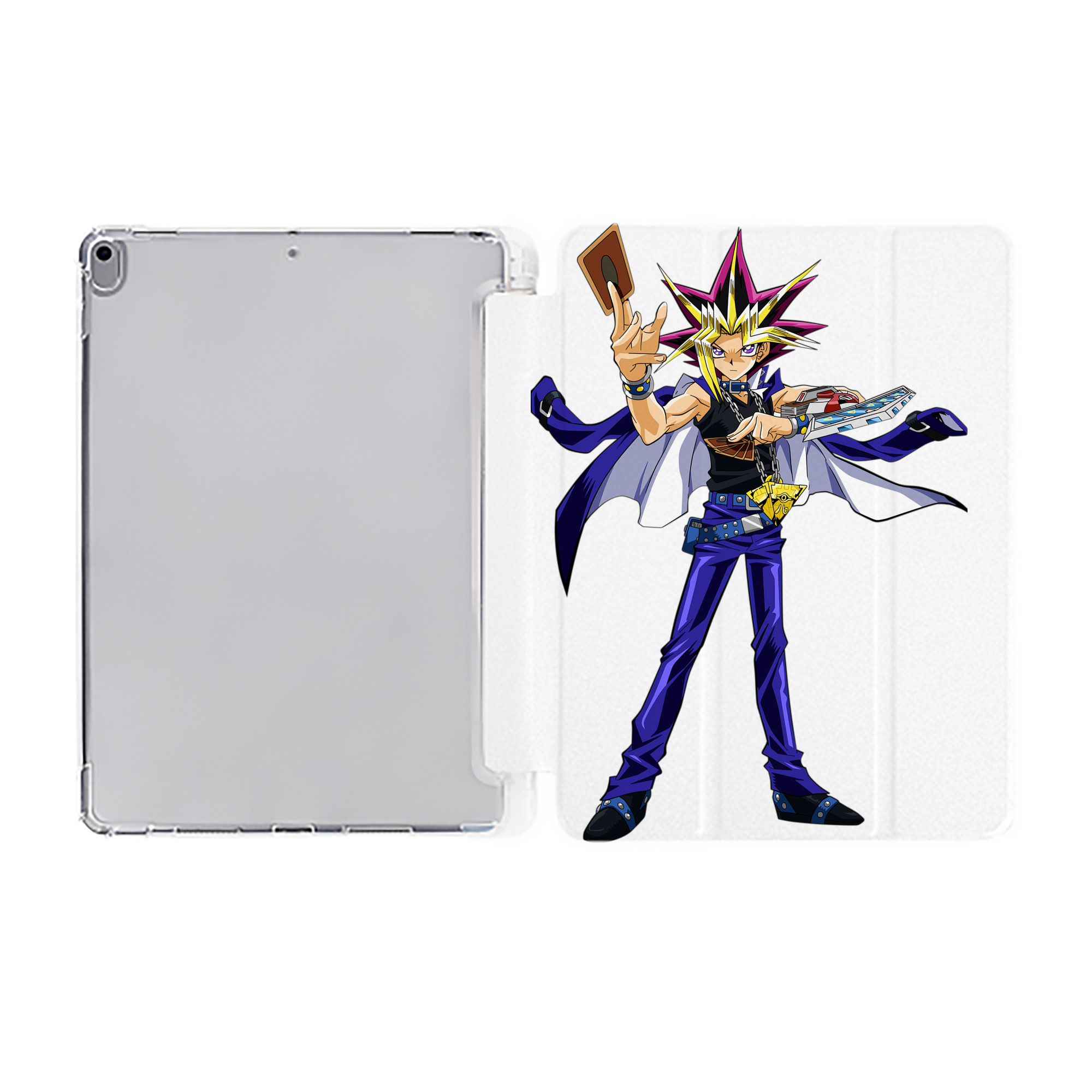 （画像用） 遊☆戯☆王 Yu-Gi-Oh! IPad ケース ペン収納付き 三つ折りスタンド PUレザー×シリコン 対応機種9.5/10.5/10.9インチ